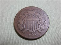 Civil War Era 2 Cent 1866 Coin