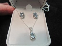 blue topaz & diamond earring & necklace set