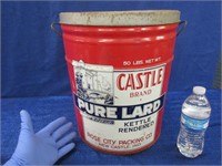 large antique "castle" lard can - 50 lb size