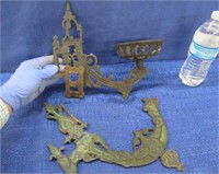 old oil lamp bracket & other ornate piece