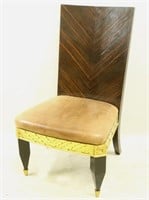 ART DECO ROSEWOOD AND LEATHER SEAT SIDE CHAIR
