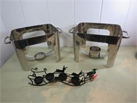 Pair of Food Warmer Stands & a Sleigh