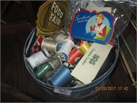 Sewing Tin w/Thread & Misc. Sewing