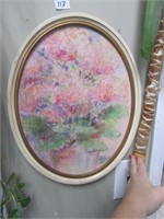 Chalk Handpainted Signed Oval Pic by E. Malone