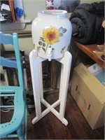 Sunflower Water Bottle Crock  w/Wooden Stand