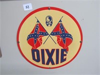 Enameled Dixie Metal Sign w/Confederate Flags