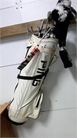 Ping Golfing Bag With Assorted Clubs