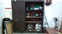 Antique Wood Cabinet / Shelf 57x61x16