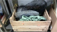Fishing Items Including Rain Coat In Apple Box