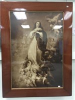 37" x 27.5" Framed antique picture of Assumption o