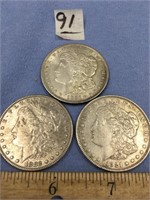 Lot of 3 Morgan silver dollars  1921, 1921, 1882