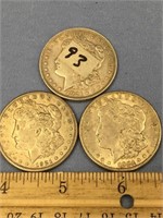 Lot of 3 Morgan silver dollars 1921, 1921, 1921