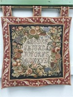 27.5" x 24" Woven hanging tapestry of alphabet