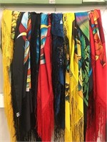 Lot of 8 fringed scarves hand painted made in Sovi