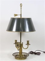 VINTAGE BOUILLOTTE BRASS LAMP WITH TOLE SHADE