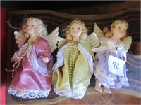 3 Mini Porcelain Angel Dolls