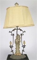 1930's  CHINESE CARVED JADEITE LAMP