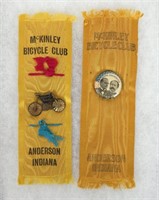 1896 McKinley Bicycle Campaign Club Ribbons