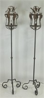 PAIR OF OF VINTAGE IRON TORCHIERES