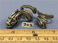 Lot of 2, coiled dragon rings    (k15)