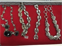 Lot of 3, approx. 14" silver toned necklaces, one