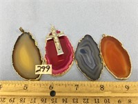 Lot of 4, agate slabs, approx. 2 1/2" -made into p