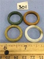 Lot of 4 stone rings, one is jade    (k15)