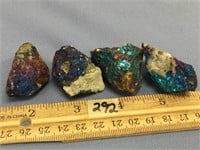 Lot with 4 peacock ore specimens    (a7)