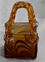 Handblown Art Glass Purse Vase