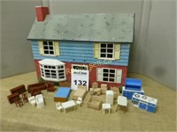 Tin Dollhouse & Accessories