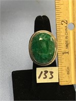 Ladies faceted jade ring set in sterling silver