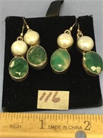 Lot of 2 sterling silver jade and freshwater pearl