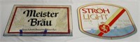 Lot of 2 Mirrored Glass Front Beer Signs