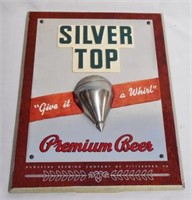 "Silver Top" Beer Sign with Cardboard Easel Back