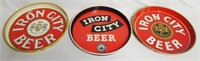 Lot of 3 "Iron City" Beer Trays