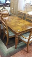 Solid wood dining table w/extra leaf/ 6 chairs2cus