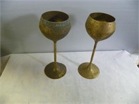 Pr  of brass stemmed goblets (made in India)