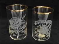 Lot of 2 Beer Sampling Glasses from Detroit Mich.
