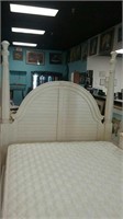 White wooden 4 poster queen bed frame