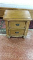 Wooden two drawer nightstand