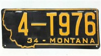 Vintage 1934 Montana License Plate