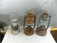 3 barn lanterns (one with glass)