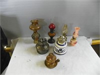 Qty ornamental kerosene lamps