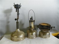 pr of silver gas lamps (one CPR) & gas campstove