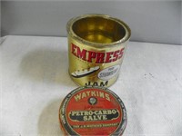 Empress Jam tin, Watkins salve tin