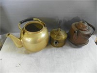 2 brass & 1 copper kettle copper  used for planter