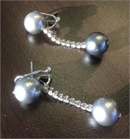 Silver Colored Pearl Drop Earrings