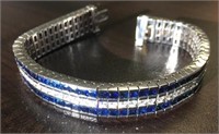 Navy Silver Colored Wrap Bracelet