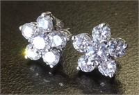 Silver Color Earrings w/ Clear Stones