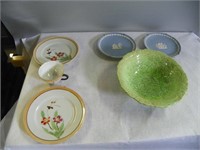 wedgewood  green bowl, wedge wood small plates